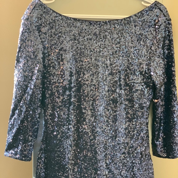 Navy Tobi Sequin 3/4 Sleeve Bodycon Dress - Picture 2 of 6